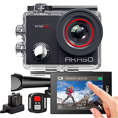 AKASO Cámara Deportiva 4K WiFi 20MP Cámara Sumergible Acuática 40M Impermeable Cámara de Acción Control Remoto EIS Ángulo Ajustable Multi Accesorios para Deporte Buceo Ciclismo Surf (EK7000 Pro)