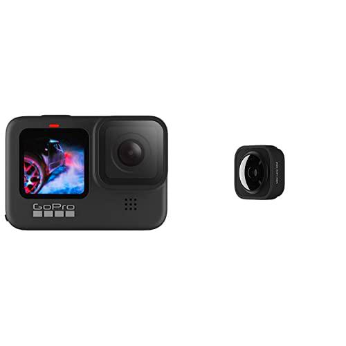 GoPro HERO9 Black - Cámara de acción Sumergible con Pantalla LCD Delantera y Pantalla táctil Trasera+GoPro De Lente MAX (HERO10 Black/HERO9 Black)