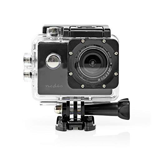 NEDIS ACAM07BK Action CAM | 1080p@30fps | 12 MPixel | Resistente al Agua hasta: 100ft | 90 min | Soportes incluidos | Negro