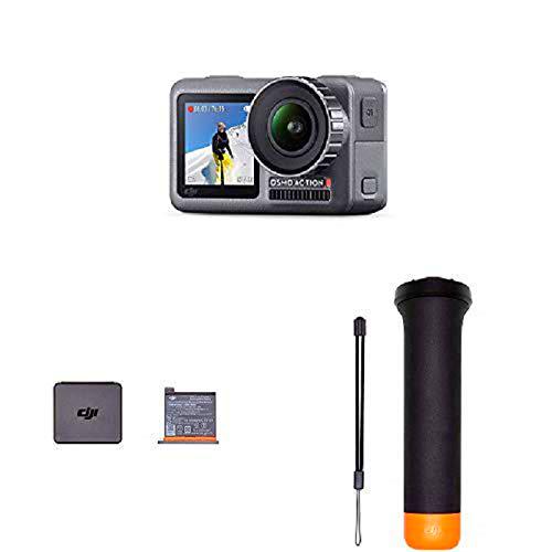 DJI Osmo Action CAM - Cámara Digital con 11m Pantalla Dual Resistente al Agua + Batería para Cámara Osmo Action + Empuñadura Impermeable