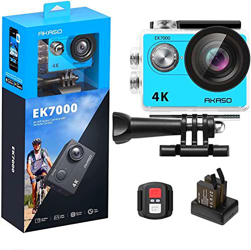 AKASO EK7000 Cámara Deportiva 4K 30FPS - 20MP Cámara de Acción Ultra HD Gran Ángulo 170º con Control Remoto